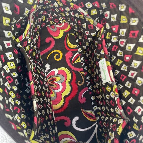 Vera Bradley Handbag Beaded Shoulder Bag Purse Boho Colorful Festive Brown Pink - Picture 6 of 15
